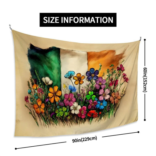 XL Wall Tapestry, Hand Drawn Irish Flag Design -  Flag of Ireland, 90"x60" / 228x152 cm | Raise the Colours