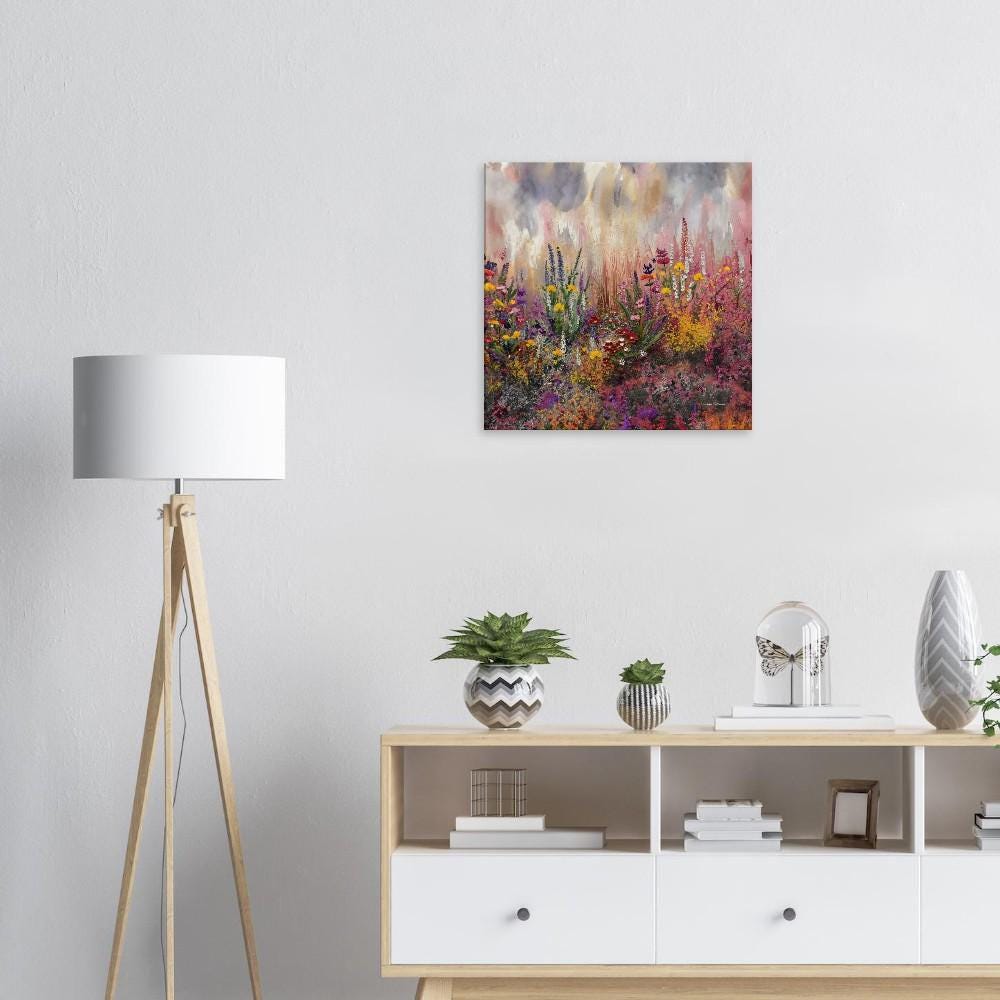 British Wildflowers Canvas, Pink Floral Painting, British Landscape Decor, Botanical Wall Art, Nature Gift, Museum Quality Print