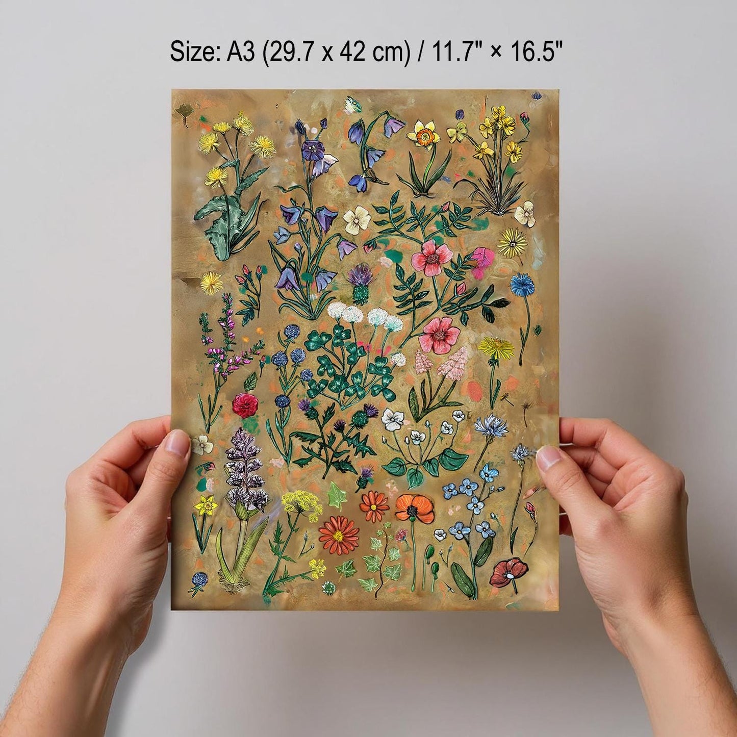 Handdrawn Wildflowers Poster - Floral Wall Decor for England, Scotland, Wales & Ireland