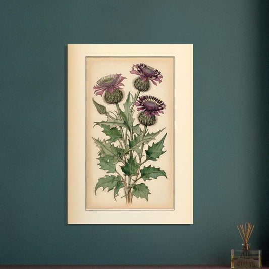 Vintage Art Nouveau Purple Thistles Fine Art Print - Giclée Poster | Scottish thistles