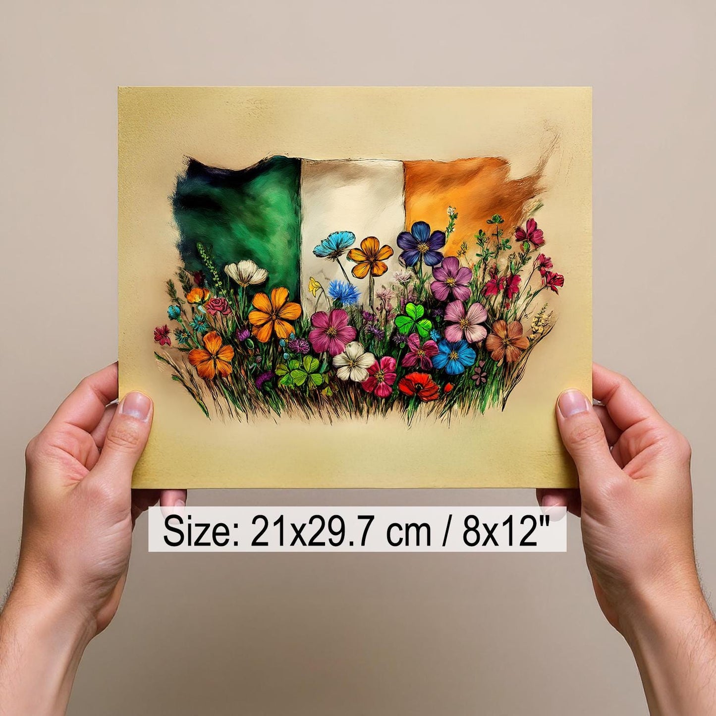 Irish Flag Art Poster – Hand Drawn Matte Paper Print – Raise the Colours Design