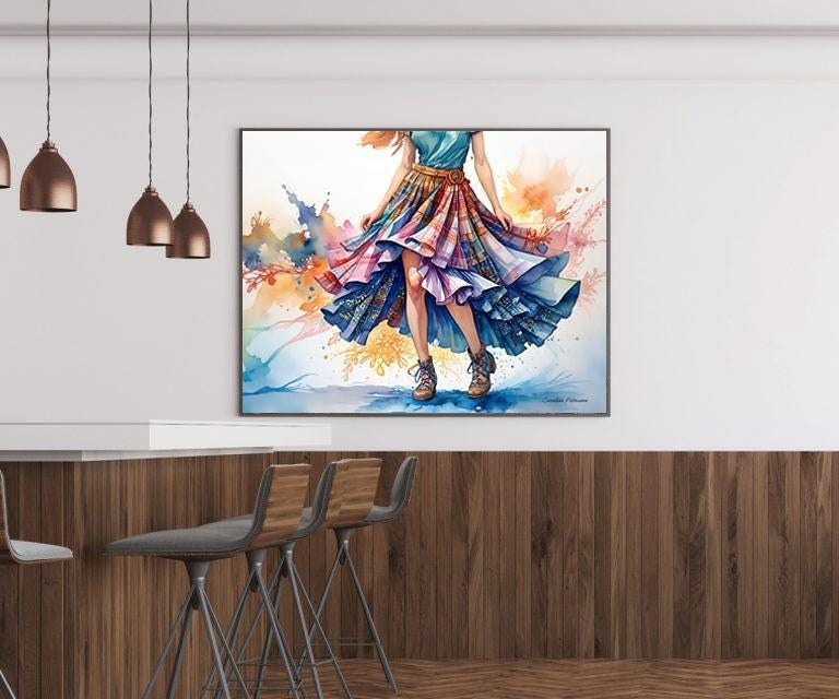 Scottish Woman Art Print – Tartan Skirt Highland Dance UK Heritage Poster